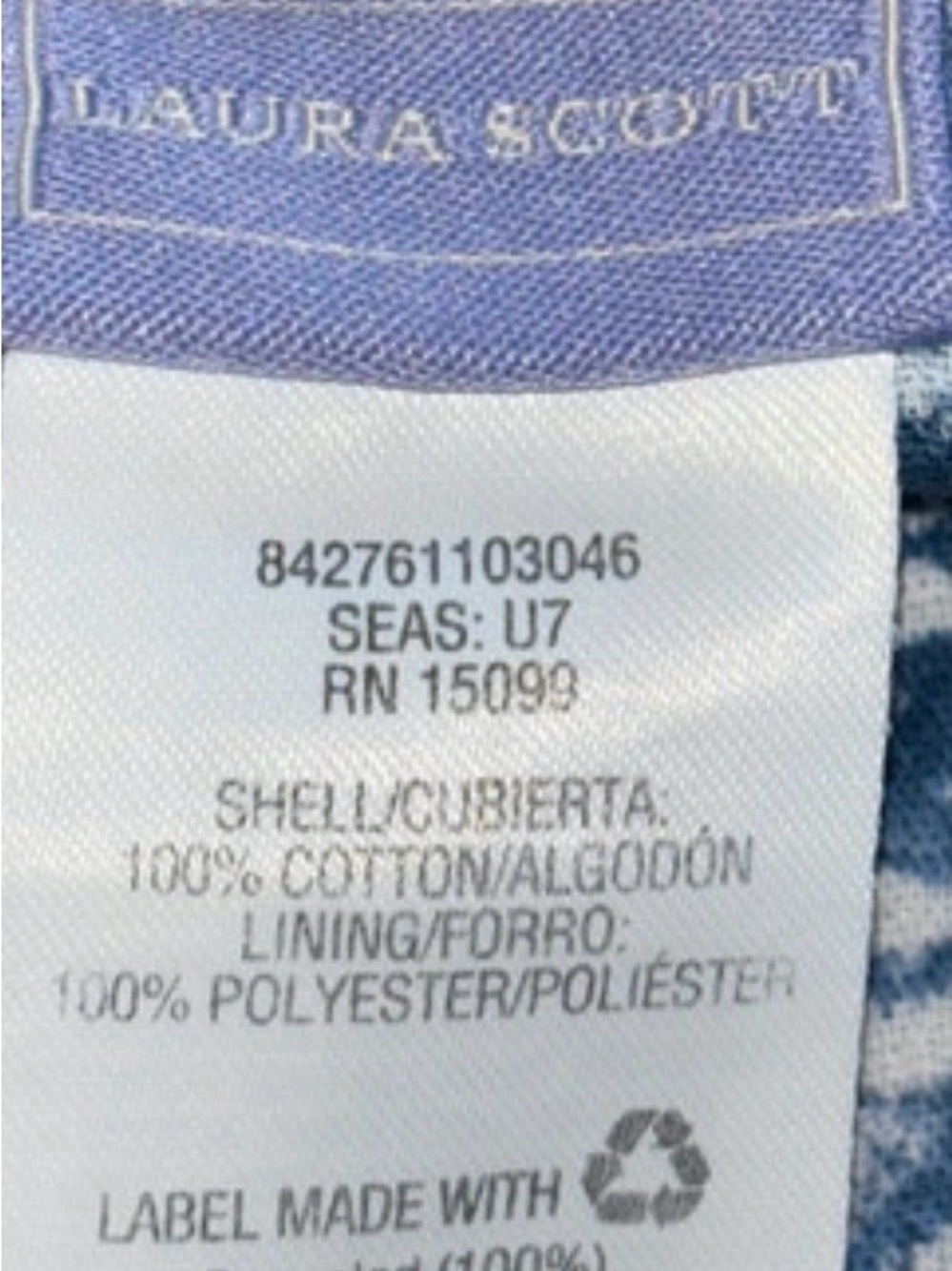 Laura Scott Navy and White Printed A-Line Skirt - Picture 3 of 3